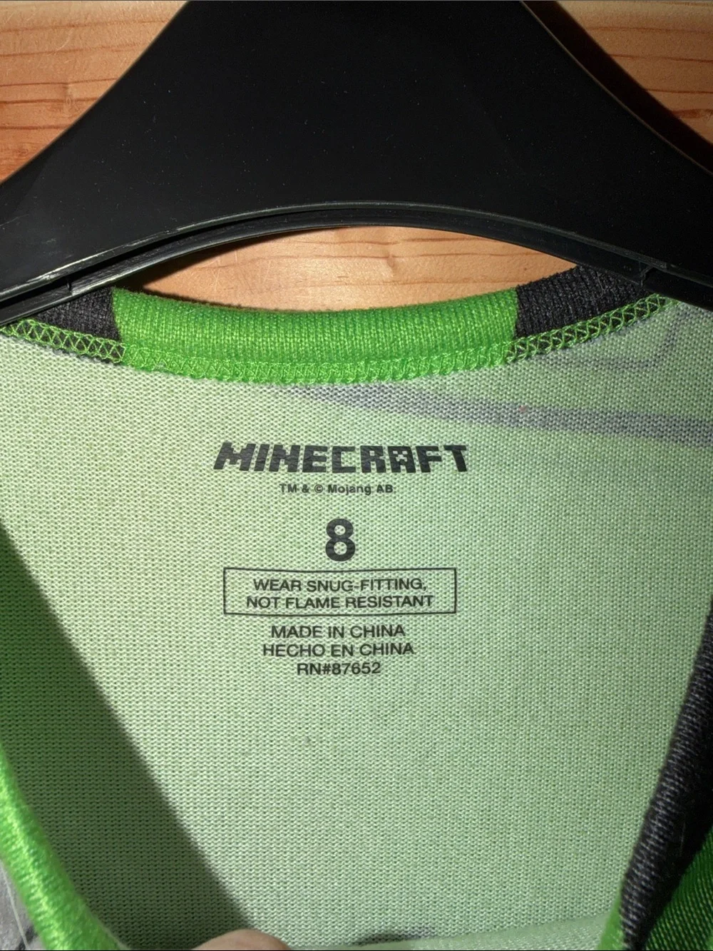 Minecraft Kids' Green Creeper Print Long-Sleeve Pajama Top